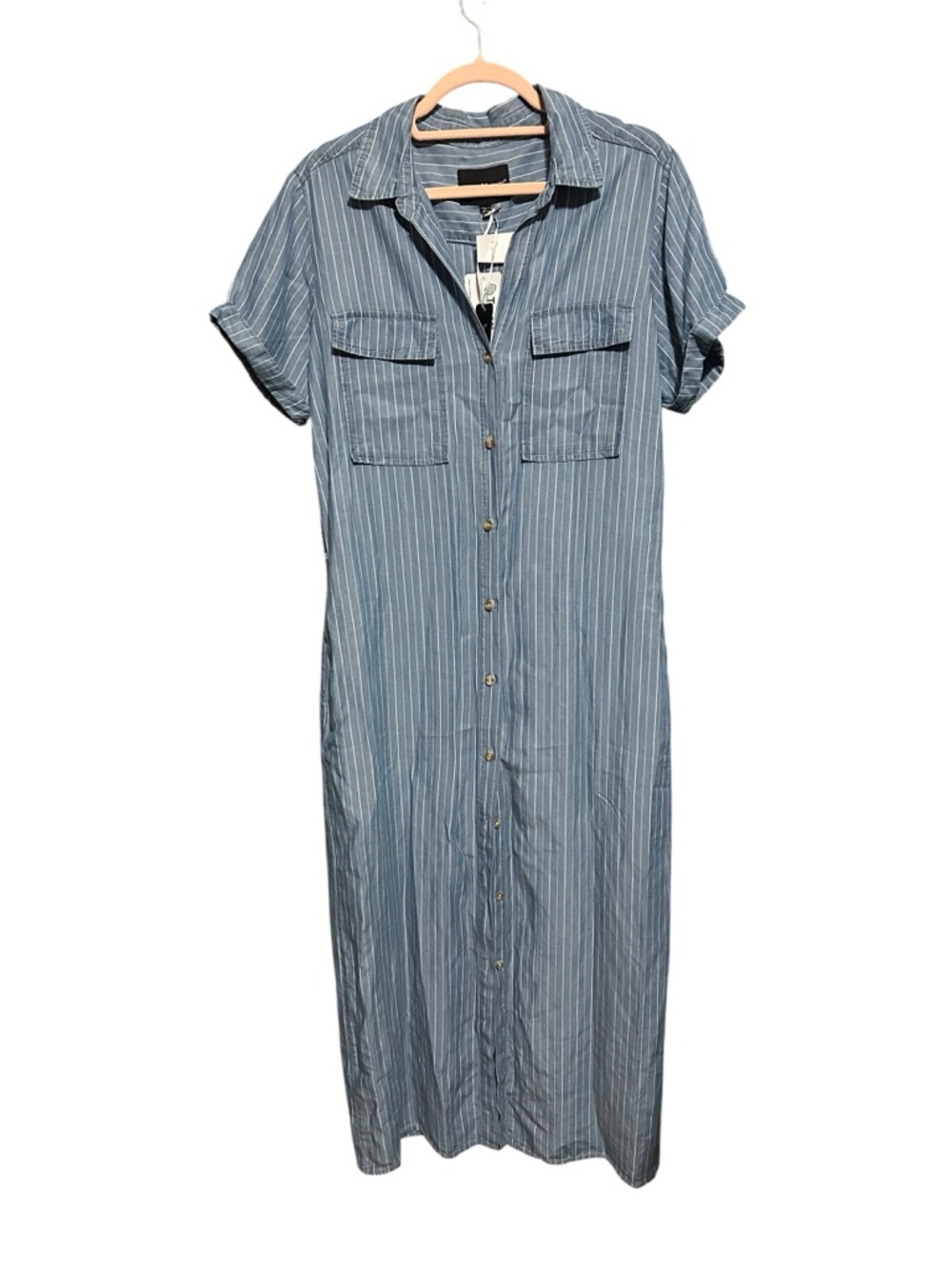 Velvet Heart Blue Striped Button-Down Maxi Shirt Dress Size M - Picture 8 of 8